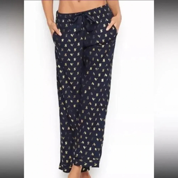 VICTORIA SECRET LOUNGE LUX FLORAL PRINT WIDE LEG PANTS SIZE SMALL - Picture 2 of 10